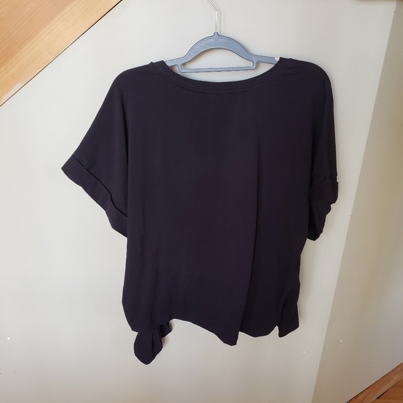 NWT Eloquii Black Short Cuffed Sleeve Side Tie Cotton T-Shirt  Size 18/20 - Picture 2 of 10